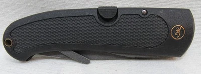 Browning 608 Kodiak FDT Seki Japan Black Guthook Folding Hunter Knife - Image 1 of 4