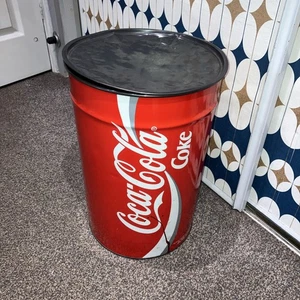 Vintage Coca Cola Cola Bin/ Storage With Lid 45 Cm Tall 30cm Diameter - Picture 1 of 10