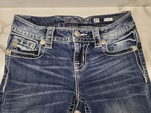 Miss Me Jeans Women’s Size 25 Embellished Boot Cut Distressed Pants 25x32 - Picture 1 of 11