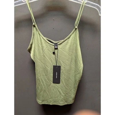 Camiseta sin mangas Vera Moda verde salvia acanalada talla mediana capas NUEVA Foto 1 de 4