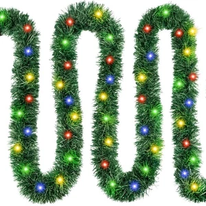 39.4FT Pre-lit Christmas Garland with Lights, 150 Colorful Artificial Lighted... - Picture 1 of 7