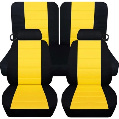 Front+Rear Black-yellow Cotton Car seat covers fits 1994-2004 Ford Mustang Coupe - Image 1 of 4