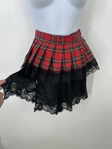 Body Rage Lace Ruffled Mini Skirt Large Black Goth Red Grunge Large ‘see measure - Picture 1 of 7