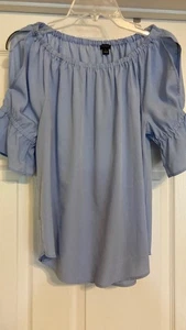 Ann Taylor Blouse Short Sleeves Light Blue Size S - Picture 1 of 3
