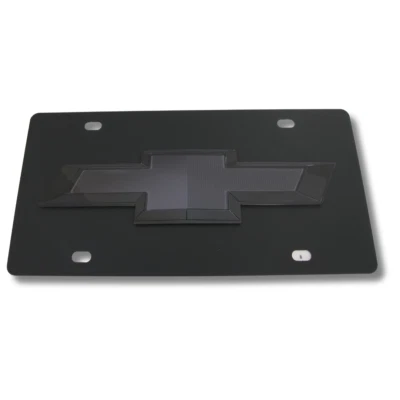 Chevrolet 3D Pajarita Emblema Negro Acero al Carbono Placa Licencia Oficial Foto 1 de 4