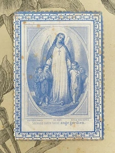 Ancienne image pieuse Suivons notre ange gardien Dopter Bleu couleur- Holy card - Picture 1 of 2