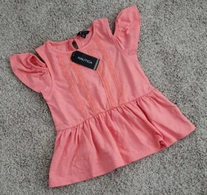 Nautica Toddler Girls Cold shoulder Short Sleeve Top Pink Color NWT - Picture 1 of 3