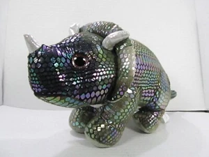 TRICEATOPS METALIC GOLD GREEN SILVER DINOSAUR STANDING PLUSH FIGURE 12" - Picture 1 of 8