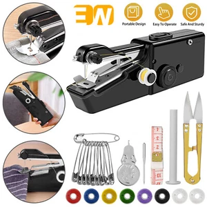 Portable DIY Mini Tailor Stitch Handheld Sewing Machine Travel Home Cordless Set - Picture 1 of 14