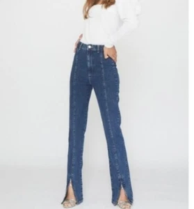NWT ROTATE Jada Jeans High Waist Zipper Ankle Flare Organic Cotton Size 6 Boho - Picture 1 of 17
