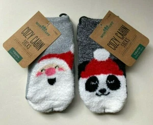 2 Pairs Youth Aloe Infused Holiday Socks Santa & Panda by Northeast Outfitters - Picture 1 of 5