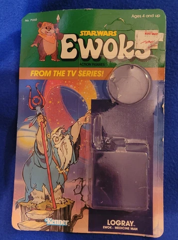 1985 KENNER Star Wars Ewoks Series Card Back w/bubble. LOGRAY MEDICINE MAN Cover
