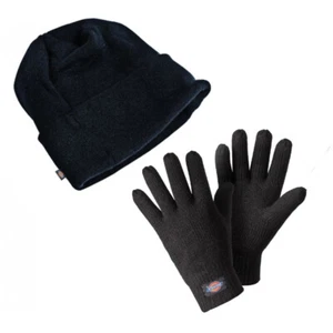 Dickies 3M Stylish Beanie Hat & Gloves Black Unisex Thermal Knitted One Size - Picture 1 of 3