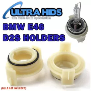 2x XENON HID D2S SOPORTE BOMBILLA BMW E46 Serie 3 BLANCO PAR ADAPTADORES H26 - Imagen 1 de 2