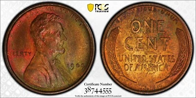 1909- VDB 1c Lincoln Cent - Stunning GEM Rainbow PCGS MS66RB - Image 1 of 4