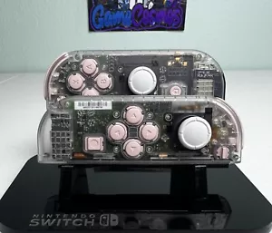 Transparent Clear - Pink Accents - Custom Joycons for the Nintendo Switch - Picture 1 of 5