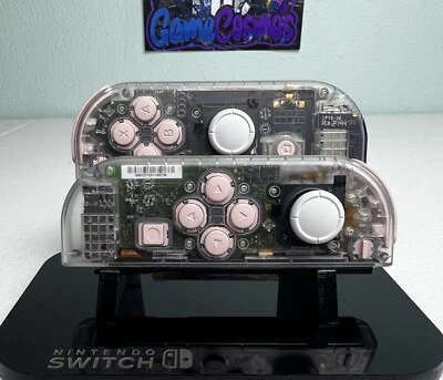 Transparent Clear - Pink Accents -  Custom Joycons for the Nintendo Switch - Image 1 of 4