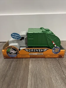 Driven by Battat Micro Series 7" Recycling Garbage Truck Green Sounds & Lights - Picture 1 of 5