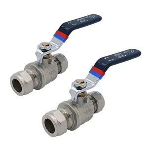 2 x Ball Valve 15mm Full Bore Black Lever Compression (Pack of Two) - Picture 1 of 3