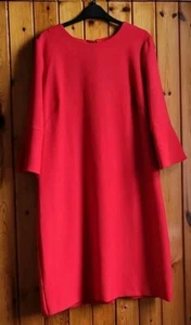 Laura Ashley Fluted Sleeves Shift Midi Dress Size UK 16 Colour Red - Picture 1 of 7
