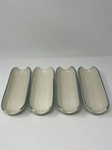 Pfaltzgraff Juniper Corn On The Cob Holder Dish USA Made Set Of 4 Vintage - Picture 1 of 6