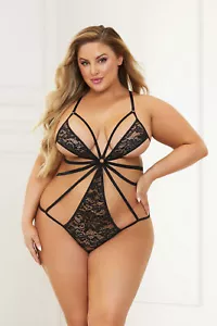 Seven Til Midnight Lace & Strappy Teddy Adult Women Lingerie 11434P - Picture 1 of 5