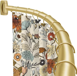 YNL Curved Shower Curtain Rod 35-82In(2.9-6.8Ft), Gold round Rustproof Shower Ro - Picture 1 of 9