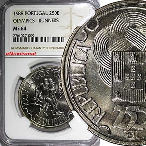 Portugal 1988 250 Escudos NGC MS64 Seoul Olympics -Runners KM# 643 (009) - Bild 1 von 4