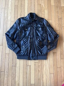 Robert Phillipe New York Herren schwarze Kunstlederjacke Large Bomber - Bild 1 von 16
