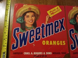 PRIDE OF MEXICO SWEETMEX ORANGEN ETIKETTEN 2 STÜCK WERBUNG - Bild 1 von 11