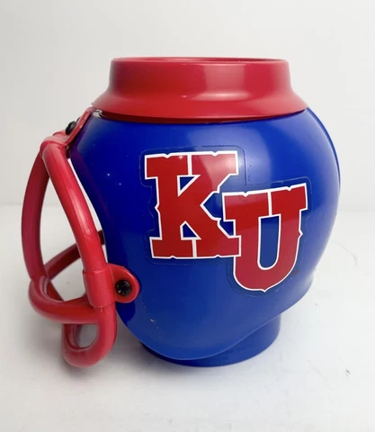 Vintage 1992 NCAA Kansas University Jayhawks Football Helmet Mug Cup Red Blue Cover