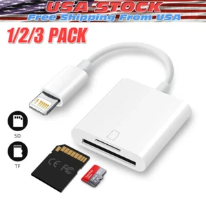 TF SD Card Adapter Camera Reader 2 In 1 For iPhone 14 13 12 11 X XS XR 8 7 iPad - Picture 1 of 8