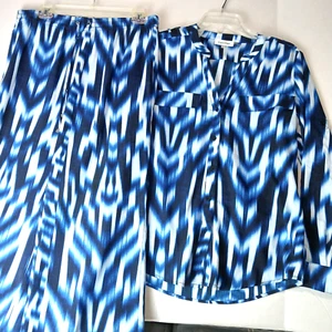 Calvin Klein Size Small Top & Pants Set , Womens Abstacts Blue Light Weight Suit - Picture 1 of 7