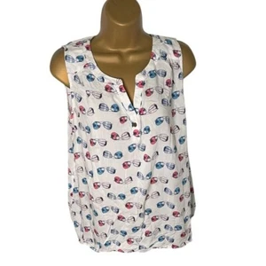 Chip & Pepper Sunglasses Print Tank Top White Combo Small - Picture 1 of 4