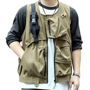 Mens Utility Vest Military Tactical Sleeveless Japanese Urban Outdoor Techwear - Picture 1 of 31