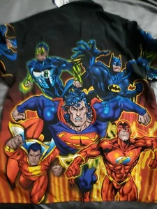 Vintage DC Comic All Over Print Super Heroes Button Up Shirt L - Bild 1 von 5