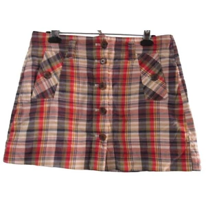 J Crew Womens Madras Plaid Cotton Button Front Mini Skirt Sz 4 India EUC - Picture 1 of 11