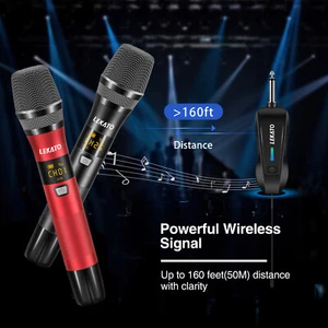 LEKATO Wireless Microphone Powerful UHF Metal Dynamic MIC W/Receiver Clear Sound - Picture 1 of 9