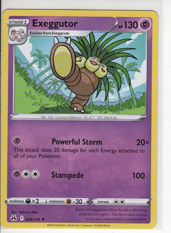 EXEGGUTOR CROWN ZENITH SET RARE NON HOLO-FOIL POKEMON CARD 058/159 LP - Image 1 of 1