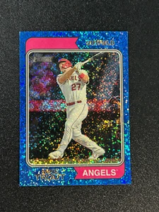 Mike Trout 2023 Topps Heritage Chrome Blue Sparkle No. 5 - Picture 1 of 2