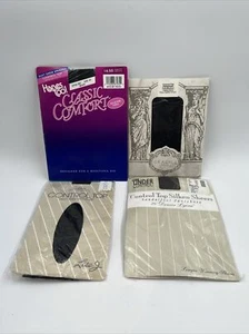 Vintage Panty Hose New 1970s Black Luxury Stockings Pantyhose Hosiery Nylons MCM - Picture 1 of 9