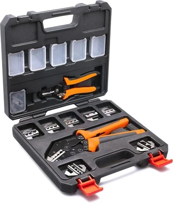 WIREFY Crimping Tool Set 11 PCS - High Leverage Wire Crimper 9" - Heat Shrink, Nylon