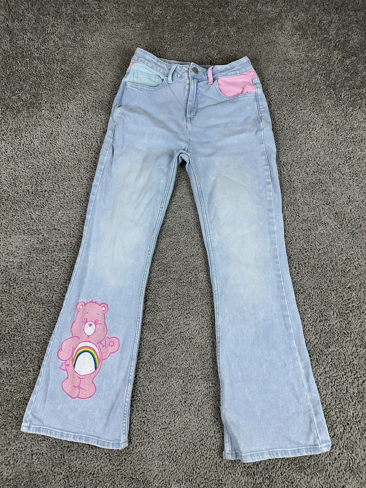 Care Bears Justice Jeans Girls 18 Light Wash Cheer Bear Graphic Pastel Pockets - Image 1 of 4