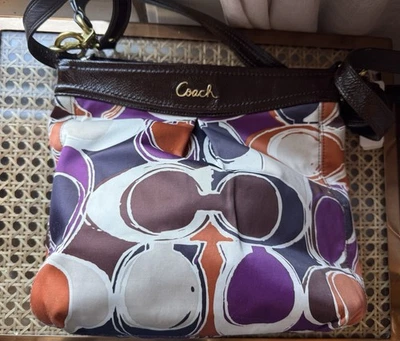 Bolsa tiracolo Coach Ashley F20016 com estampa de cachecol desenhada à mão  - Imagem 1 de 4