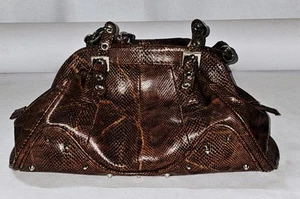***Charlie Lapson Brown Leather "Snakeskin Print" Purse*** - Picture 1 of 10