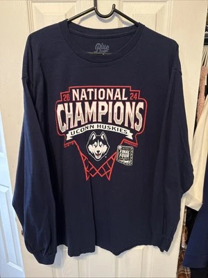 UConn Huskies Basketball Shirt 2024 National Champions Men’s Blue Long Sleeve XL - Image 1 of 2
