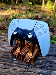 Holz Ps5 Controller Halter Handarbeit - gebrannter Stil (ohne Controller!) - Bild 1 von 6