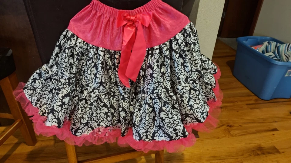 Adorable Niñas Rosa Negro Paisley Princesa Tutú Pettiskirt Nuevo Vestido de Ballet Foto 1 de 1