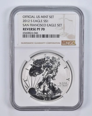 2012-S PF70 Reverse American Silver Eagle San Francisco Set NGC Brown Lbl *4190 - Image 1 of 4