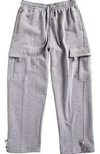 (SZ XL) Pro Club Heavy Fleece Cargo Long Pants/Sweatpants Light Grey - Picture 1 of 4